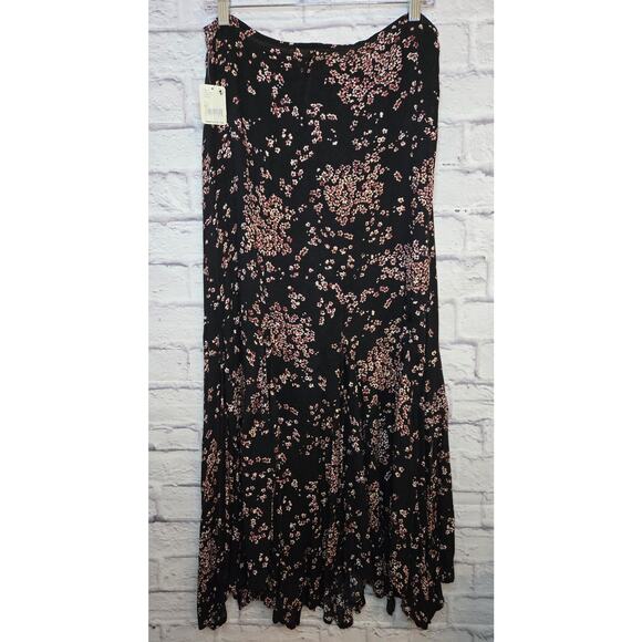 Free People backseat glamour maxi skirt black floral boho size 12 - Picture 2 of 8
